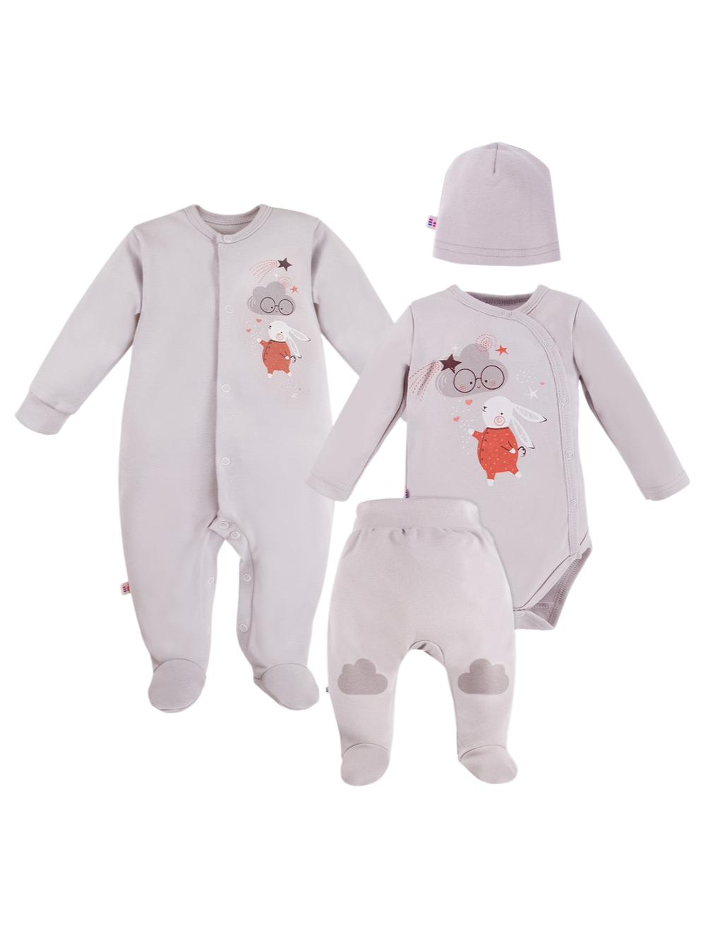 4-Piece Baby Layette Set MELLOW, EEVI, Gray 4-Piece Baby Layette Set MELLOW, EEVI, Gray
