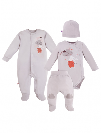 4-Piece Baby Layette Set MELLOW, EEVI, Gray 4-Piece Baby Layette Set MELLOW, EEVI, Gray