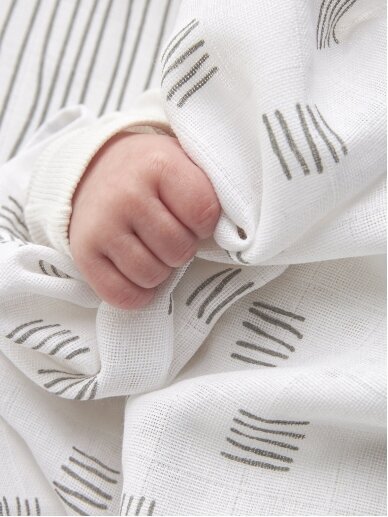 Gauze (muslin) diaper set, 9-piece, Meyco Baby (Block stripe - grey) 2