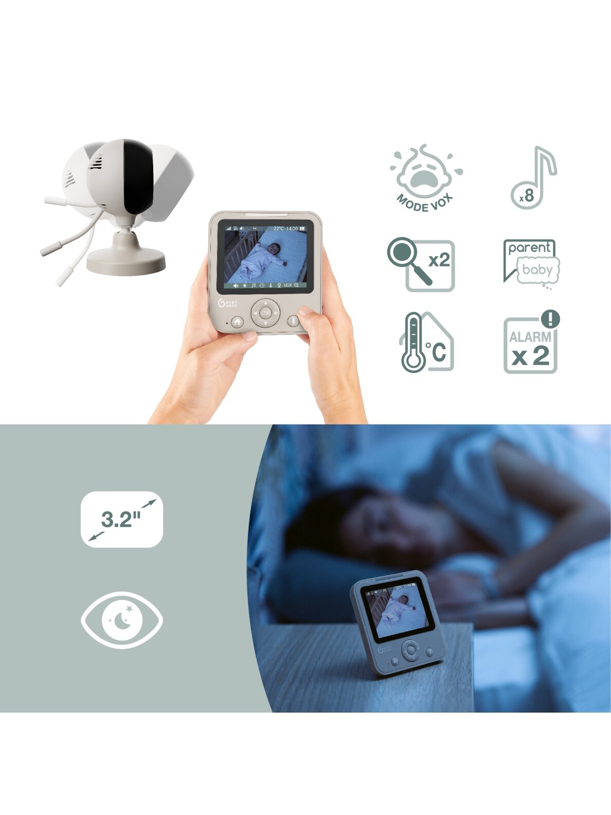Babymoov mobili video auklė kūdikiui 2,8’’ YOO Start A014437 2