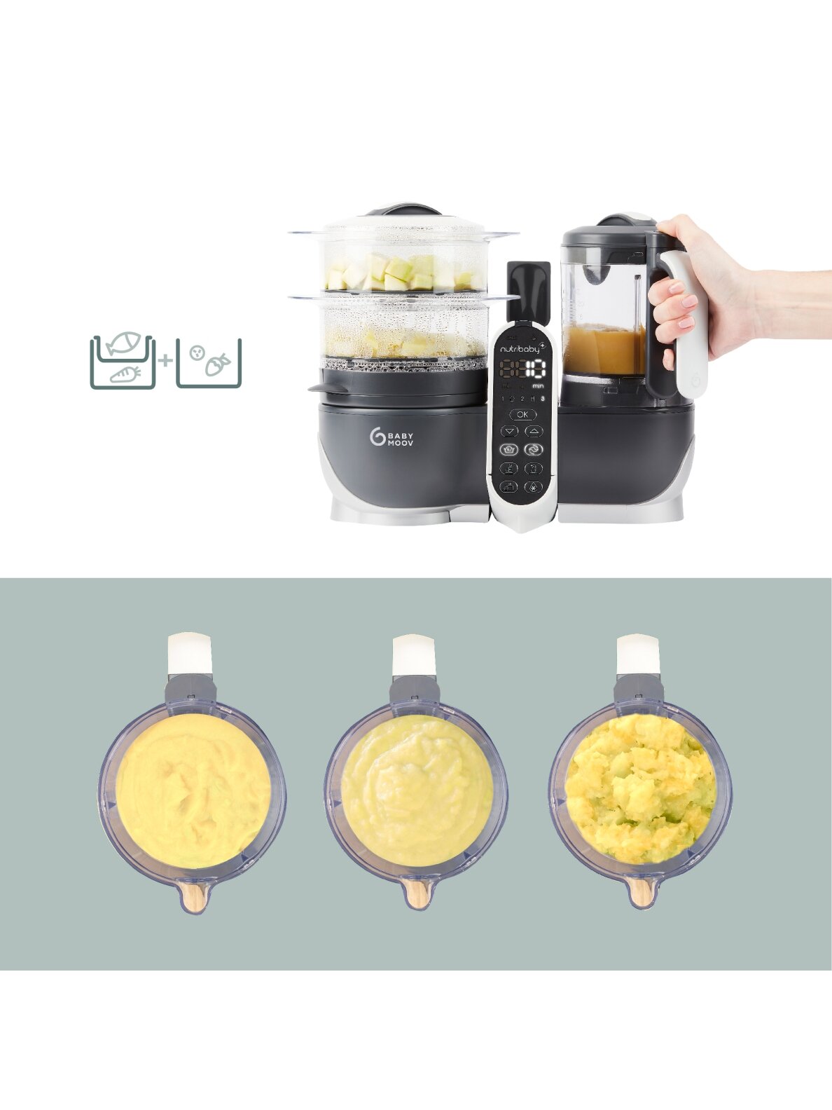 Babymoov trintuvas garintuvas Nutribaby + 6/1 pilkas A001124 3