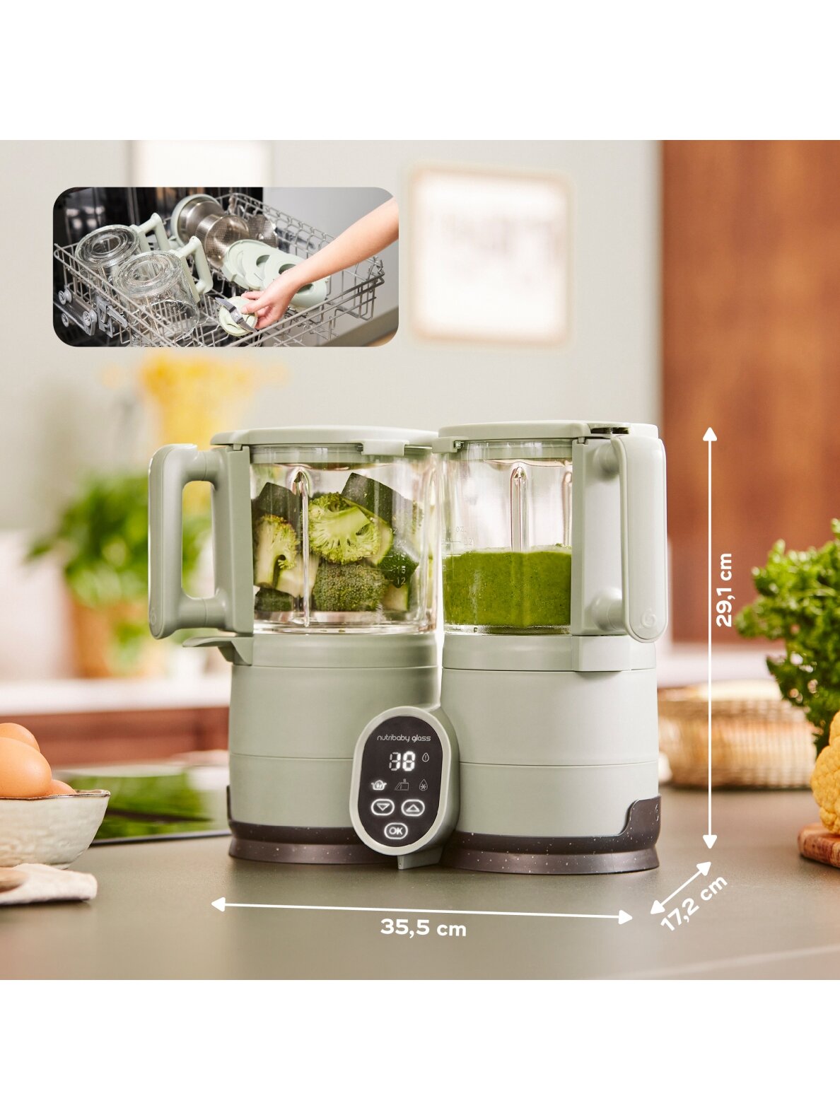 Babymoov trintuvas garintuvas Nutribaby stiklinis žalias A001138 7