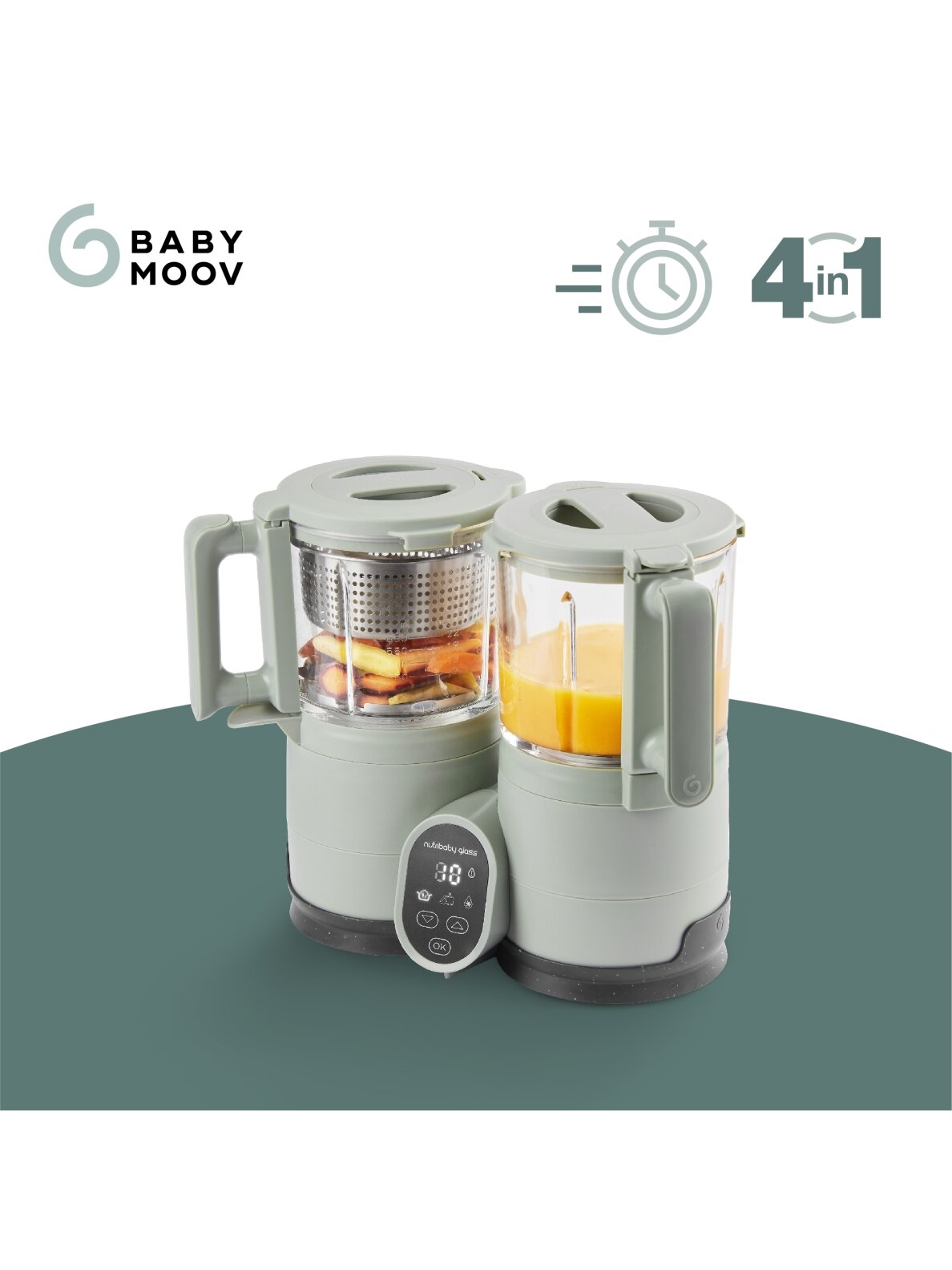 Babymoov trintuvas garintuvas Nutribaby stiklinis žalias A001138 1