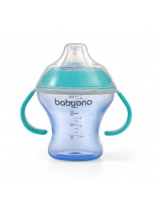 BabyOno neišsiliejantis puodelis minkštu snapeliu NATURAL NURSING, mėlynas, 180 ml, 1456/01