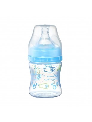 BabyOno dieglių nesukeliantis plataus kaklelio buteliukas 120 ml nuo 0 mėn mėlynas 402/03