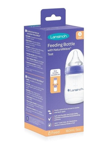 Lansinoh maitinimo buteliukas su žinduku Momma, 160ml 1m+