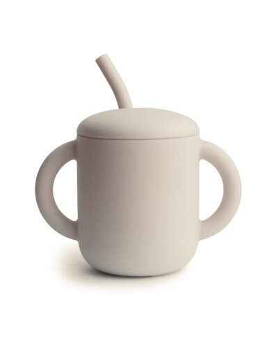 Silicone cup with straw, Shifting sand, 6m+, Mushie