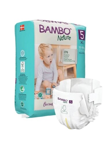 Bambo nature sauskelnės, 5 dydis/XL, 12-18kg, 22 vnt.