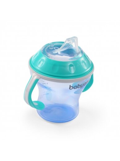 BabyOno neišsiliejantis puodelis minkštu snapeliu NATURAL NURSING, mėlynas, 180 ml, 1456/01 1