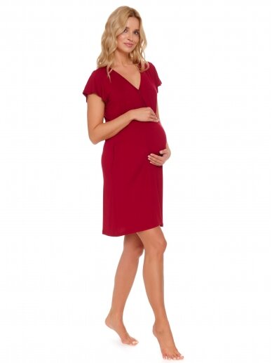 Maternity nursing nightdress by DN (wine red) 1