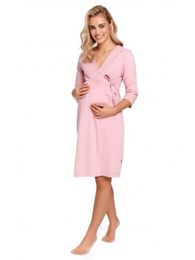 Cotton maternity robe by DN (pink) 1