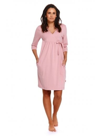 Cotton maternity robe by DN (pink) 3