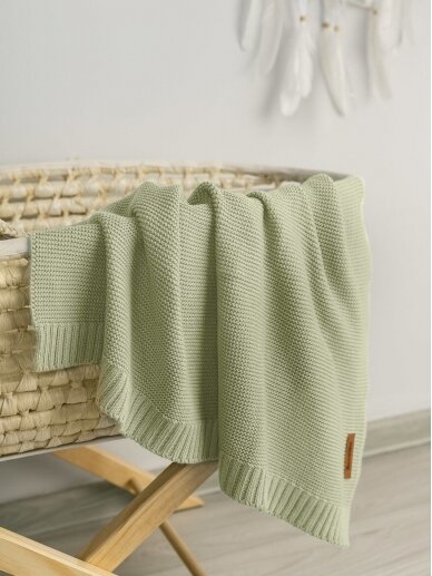 Bamboo-cotton blanket for baby, 80x100, by Sensillo (soft green) 2