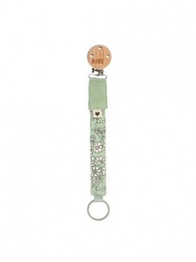 BIBS Liberty pacifier holder, Capel Sage/green with flowers