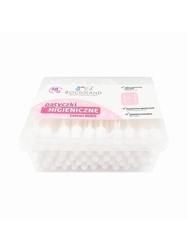 Bocioland krapštukai ausims vaikiški saugus medvilniniai 60 vnt BL159