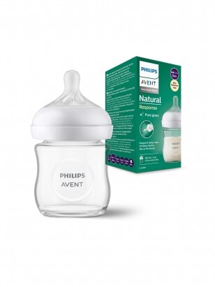 Stiklinis buteliukas kūdikiui, Natural Response, 120ml. 0m+, Philips AVENT