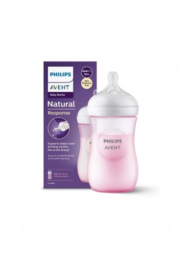 Buteliukas kūdikiui, Natural Response, 260ml., 1m+, Philips AVENT (pink)