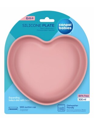 CANPOL BABIES silikoninė lėkštė su pritvirtinimu, 6 mėn.+, HEART, 80/309_pin