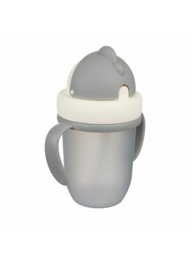 CANPOL BABIES puodelis su silikoniniu šiaudeliu MATTE PASTELS, pilkas, 9 mėn+, 210 ml, 56/522_grey 1