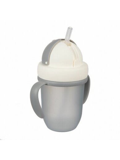 CANPOL BABIES puodelis su silikoniniu šiaudeliu MATTE PASTELS, pilkas, 9 mėn+, 210 ml, 56/522_grey 2