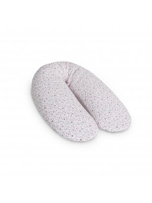 CebaBaby maitinimo pagalvė dżersej multi, lapeliai mėlyni rožiniai (granulės)