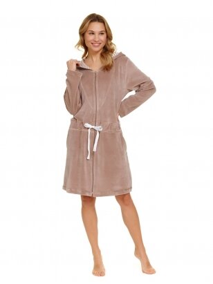 Maternity velvet robe by DN (beige)