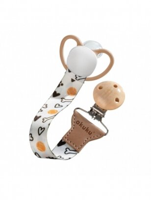 Soother holder with clip, Bones, by Akuku