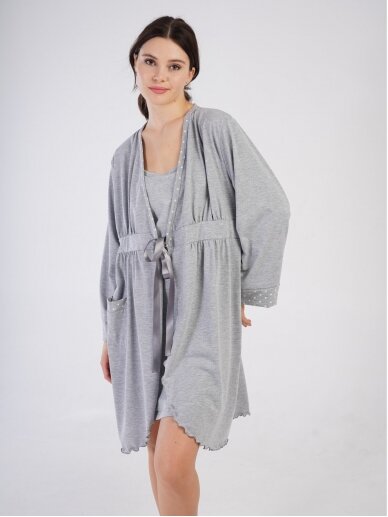 Maternity robe, Dots, by Vienetta (grey/white) 1