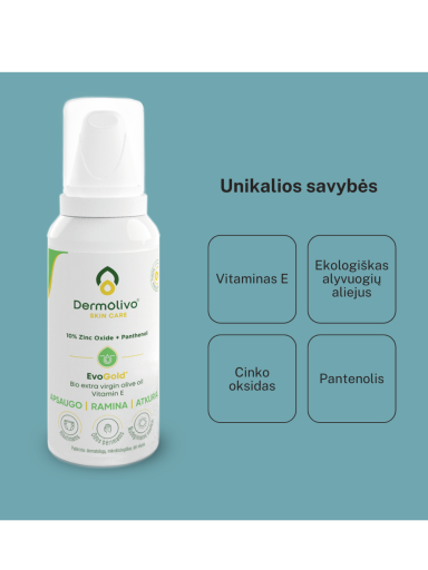 Dermolivo putos kūdikiams su cinku ir pantenoliu 100 ml. Dermolivo putos kūdikiams su cinku ir pantenoliu 100 ml.