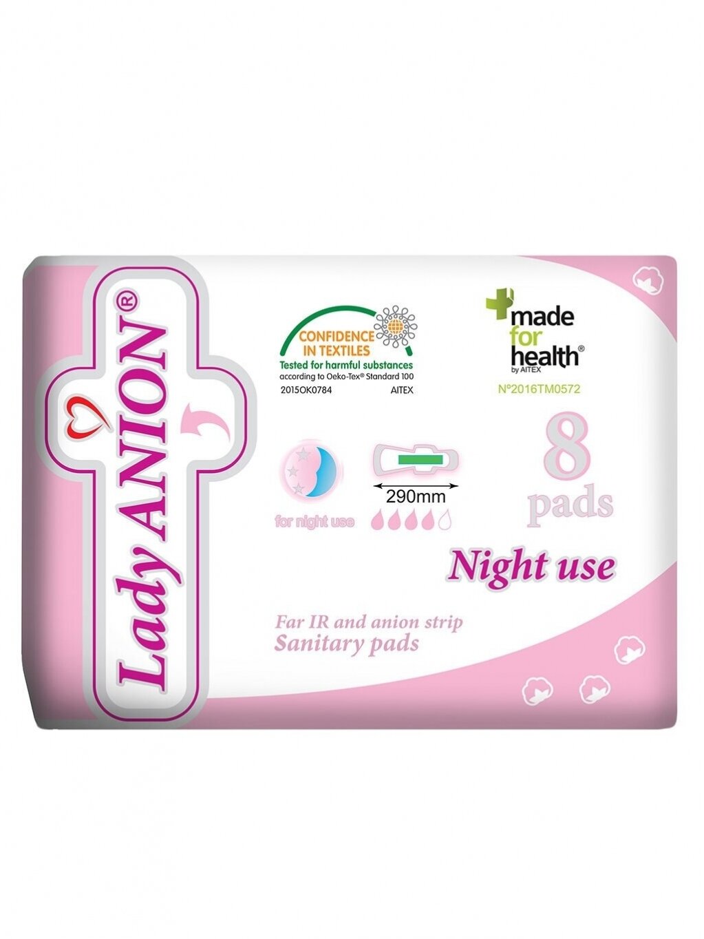 Overnight pads Lady ANION Night use, 8 psc. Overnight pads Lady ANION Night use, 8 psc.