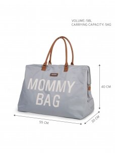Didelė mamos rankinė - krepšys MOMMY BAG, Grey of white, Childhome