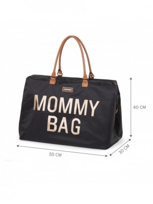Didelė mamos rankinė - krepšys MOMMY BAG, Black/Gold Childhome