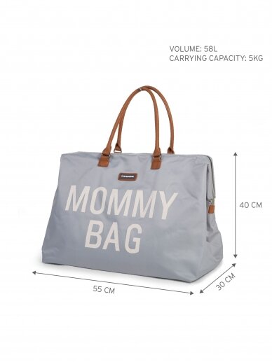Didelė mamos rankinė - krepšys MOMMY BAG, Grey of white, Childhome 1