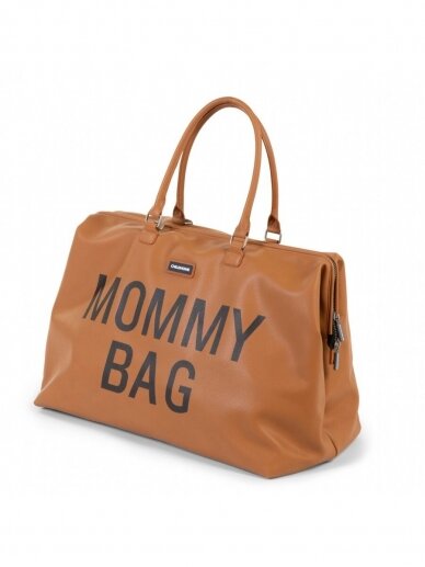 Didelė mamos rankinė - krepšys MOMMY BAG Brown (odinos imitacija)