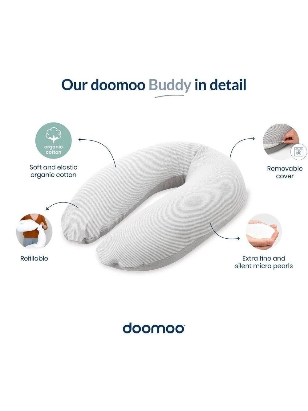 Doomoo organic cotton nursing pillow (granules) 180 cm Corduroy Green 2 Doomoo organic cotton nursing pillow (granules) 180 cm Corduroy Green 2