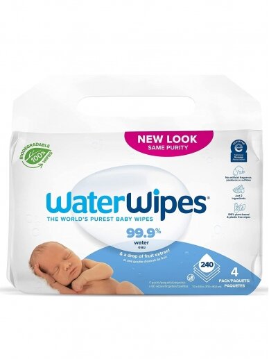 Drėgnos servetėlės kūdikiams, 4x60 vnt. WaterWipes