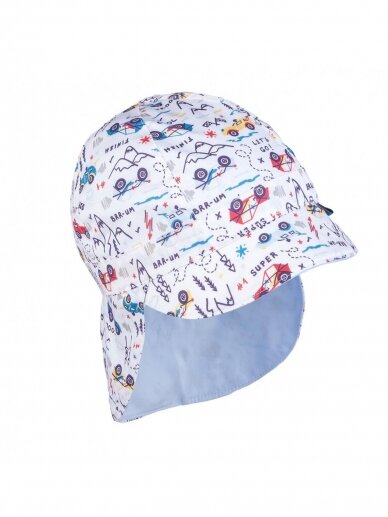 Dvipusė kepurė su kaklo apsauga, TuTu (mėlyna/balta) 1