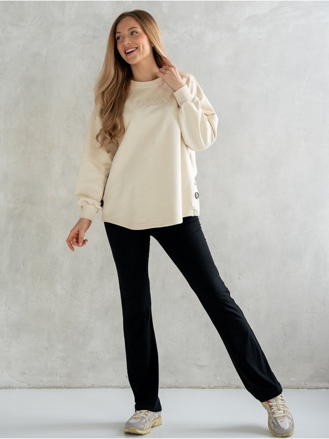 Latte Mama Maternity & Nursing Sweatshirt (Cream) 1 Latte Mama Maternity & Nursing Sweatshirt (Cream) 1