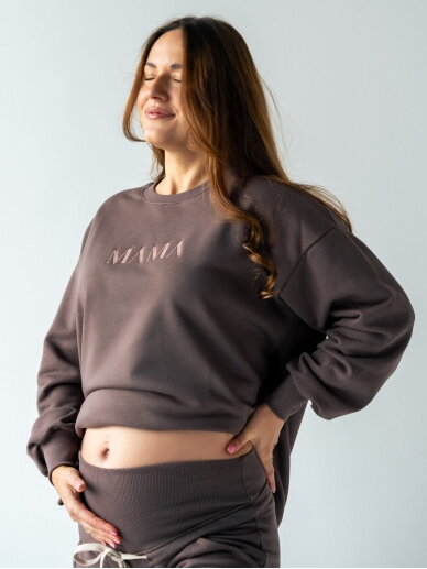 Latte Mama Maternity & Nursing Sweatshirt (Chocolate) 1