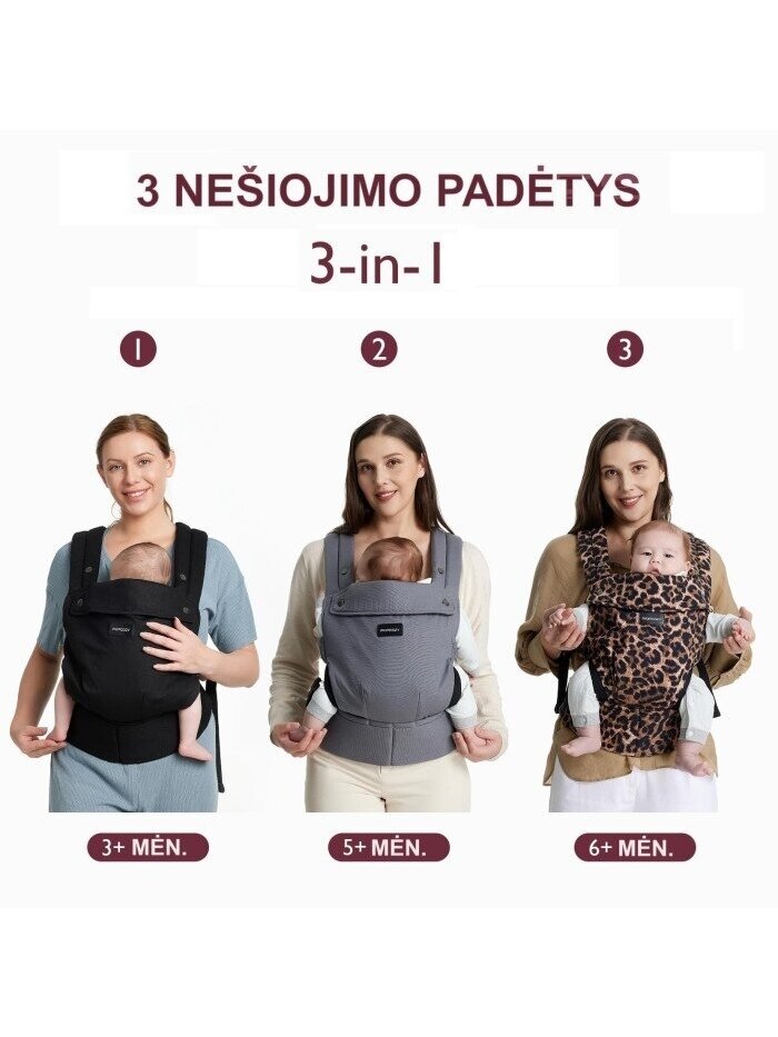 Momcozy ergonominė kūdikių nešioklė (Juoda) 7