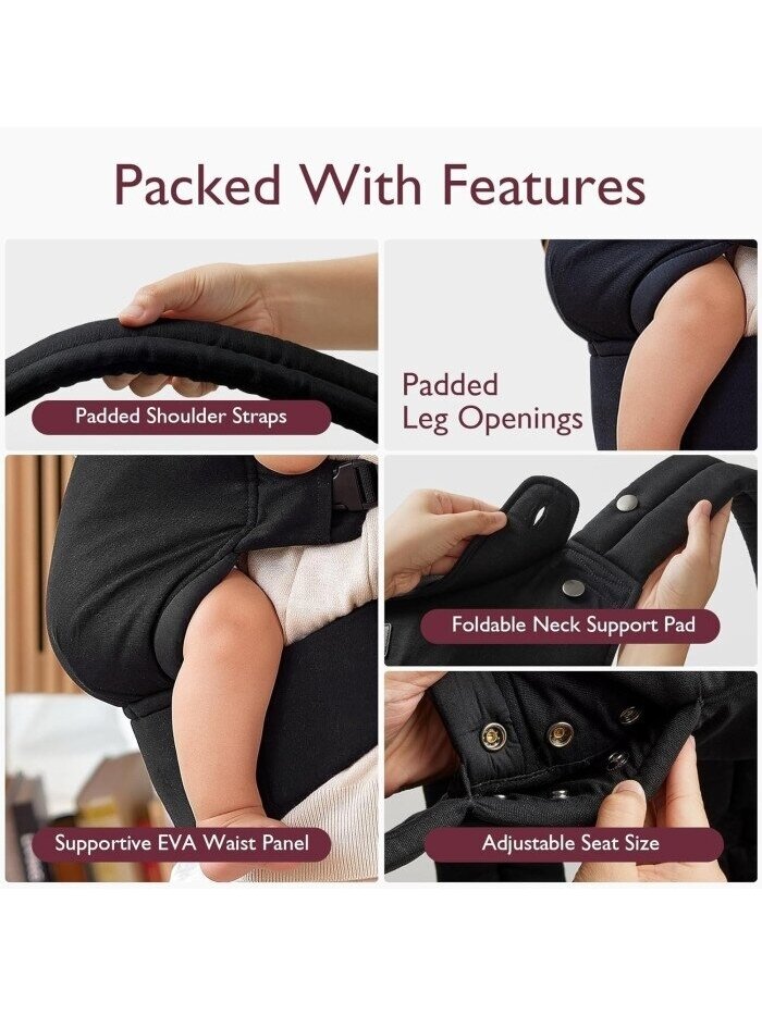 Momcozy ergonominė kūdikių nešioklė (Juoda) 9