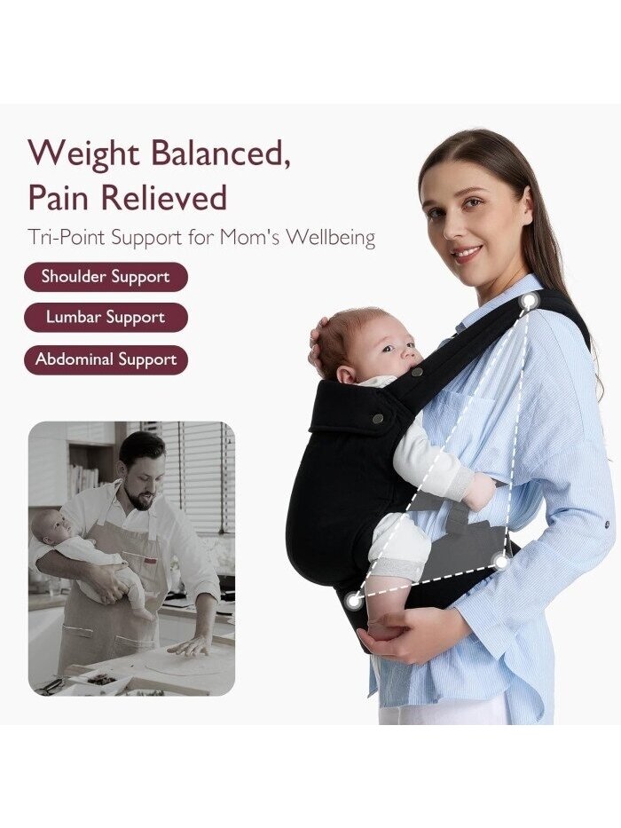 Momcozy ergonominė kūdikių nešioklė (Juoda) 4