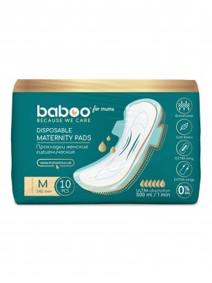 Pads for panties after childbirth, size M, 10 units, Baboo