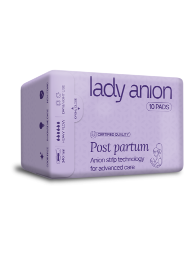 Ekologiški paketai po gimdymo 340mm, 10vnt. Lady ANION Ekologiški paketai po gimdymo 340mm, 10vnt. Lady ANION