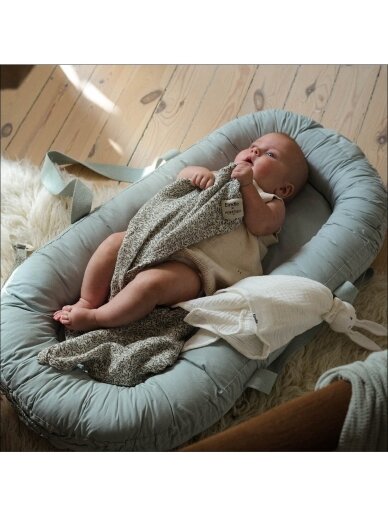 Elodie organic cotton baby nest 0+ with handles (mineral green) 2 Elodie organic cotton baby nest 0+ with handles (mineral green) 2