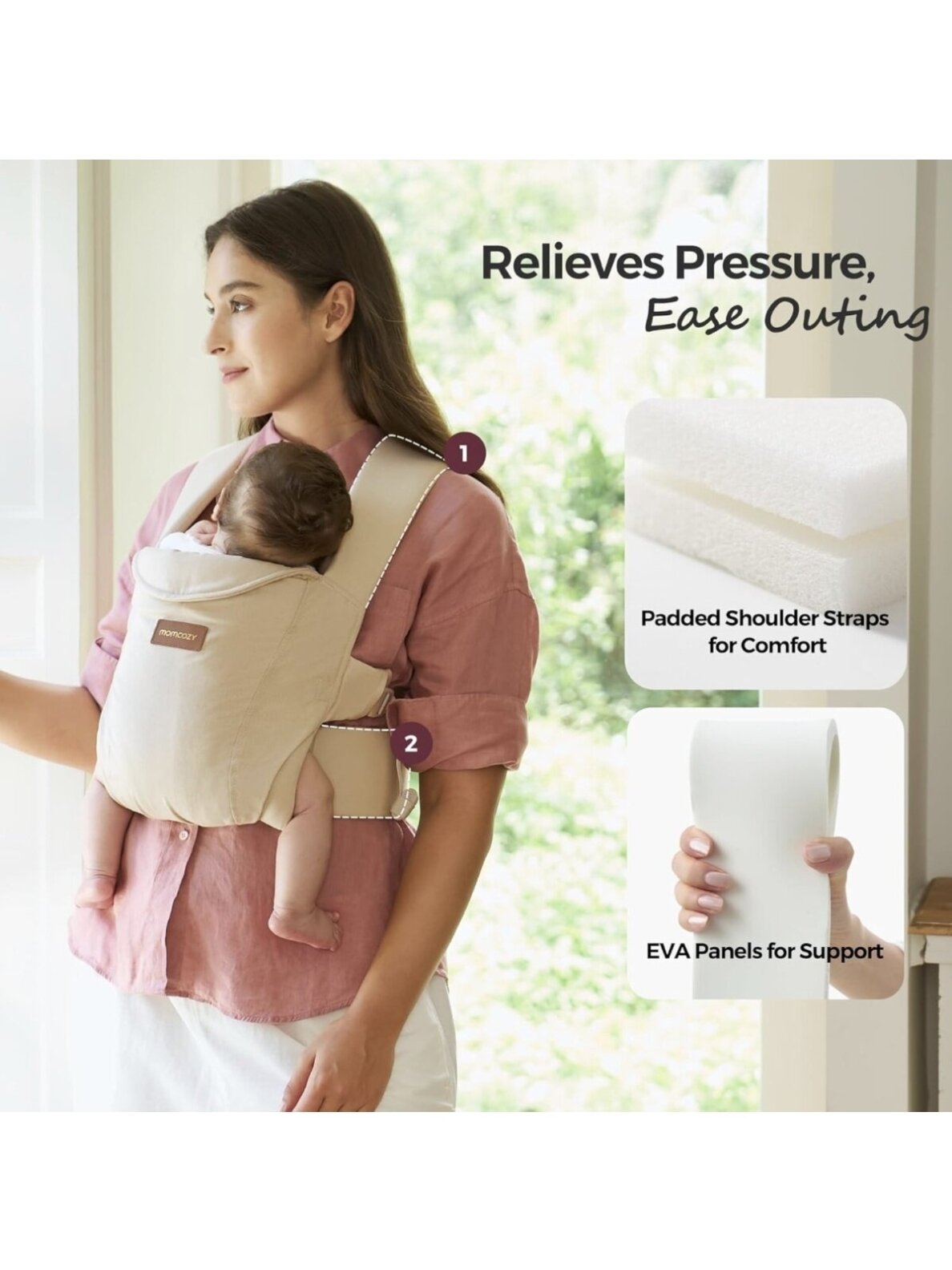 Weesnug Ergonomic Baby Carrier, Momcozy, Cotton Khaki 2 Weesnug Ergonomic Baby Carrier, Momcozy, Cotton Khaki 2