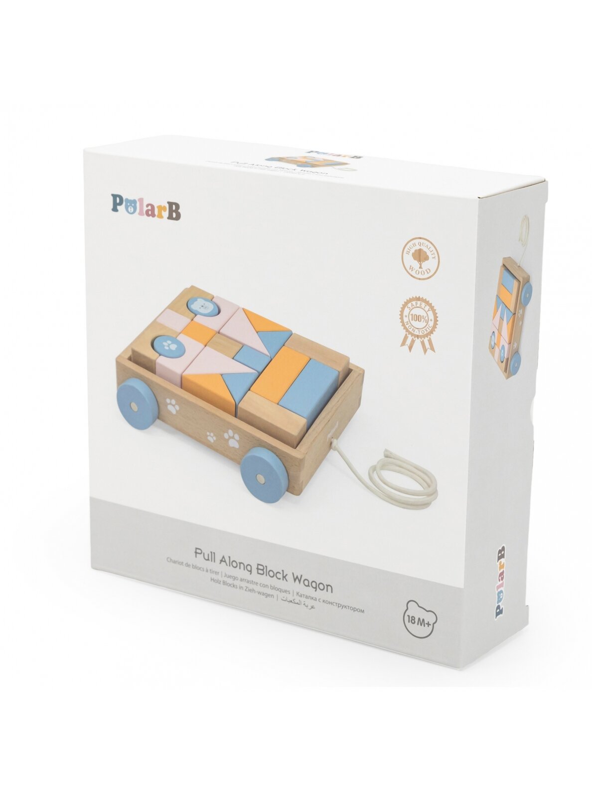 VIGA PolarB medinis traukiamas vežimėlis + kaladėlės 21 vnt. 11