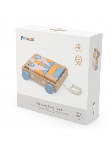 VIGA PolarB medinis traukiamas vežimėlis + kaladėlės 21 vnt. 11