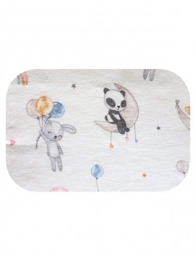 Flanelinis vystyklas, 70x80, Panda/lapė/kiškis ir mėnulis, Ega Flanelinis vystyklas, 70x80, Panda/lapė/kiškis ir mėnulis, Ega