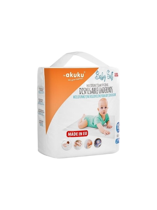 Vienkartiniai higieniniai paklotai Akuku Soft 40 x 60 cm, 15 vnt., A0500 2